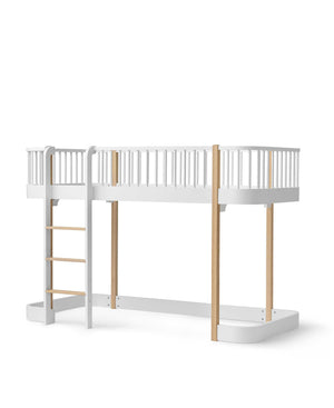 Oliver Furniture - Wood Collection - Low Loft Bed - 90x200cm - White/Oak