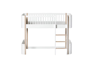 Oliver Furniture - Wood Collection - Mini+ Low Loft Bed - 68x162 cm - White/Oak