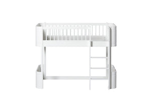 Oliver Furniture - Wood Collection - Mini+ Low Loft Bed - 68x162 cm - White
