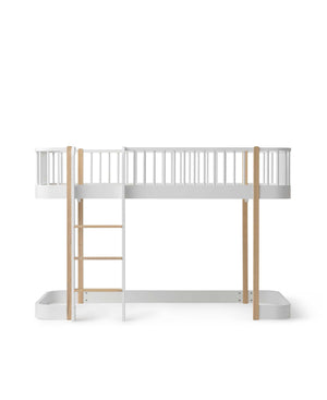 Oliver Furniture - Wood Collection - Low Loft Bed - 90x200cm - White/Oak