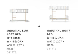 Oliver Furniture - Conversion Kit, Original low loft bed to bunk bed, white/oak