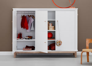 Oliver Furniture - Wood Collection - Multi Cupboard 3 door - White/Oak