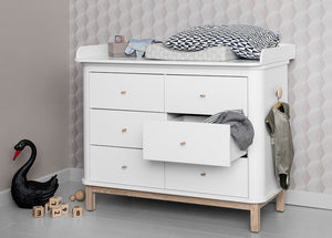 Oliver Furniture - Wood Collection - Nursery Dresser 6 Drawers - with Large Top - White/Oak