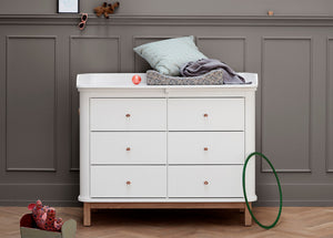 Oliver Furniture - Wood Collection - Nursery Dresser 6 Drawers - with Large Top - White/Oak