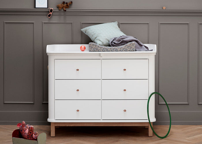 Oliver Furniture - Wood Collection - Nursery Dresser 6 Drawers - with Large Top - White/Oak