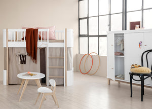 Oliver Furniture - Wood Collection - Mini+ Low Loft Bed - 68x162 cm - White/Oak
