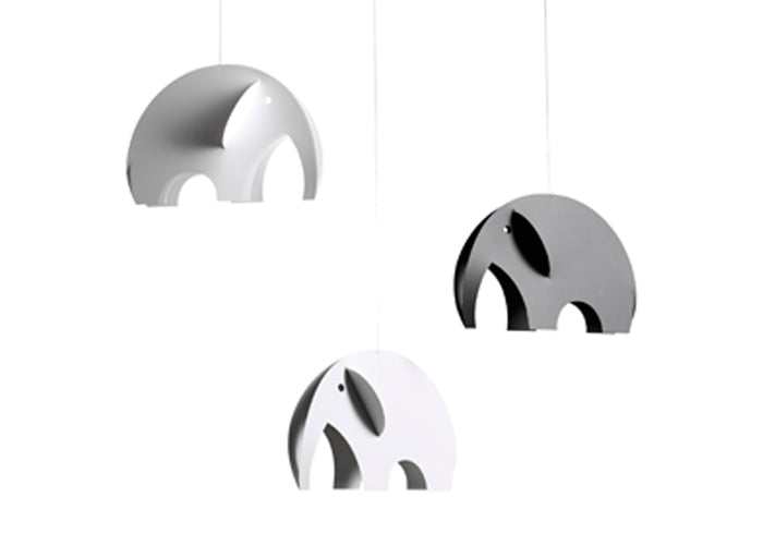 Flensted - Hanging Mobile - Olephants - Black/Grey/White