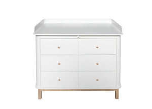Oliver Furniture - Wood Collection - Nursery Dresser 6 Drawers - with Large Top - White/Oak