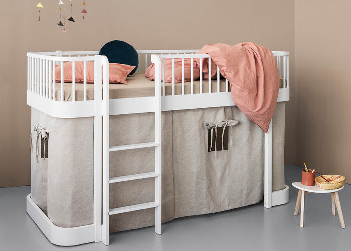 Oliver Furniture - Wood Collection - Low Loft Bed - 90x200cm - White