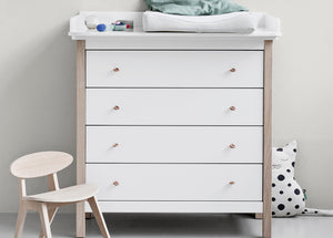 Oliver Furniture - Wood Collection - Dresser 4 Drawer with Nursery Top - White/Oak