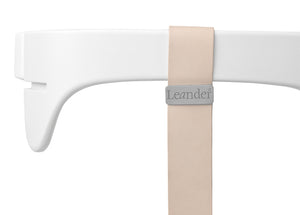 Leander - Safety bar, White - Strap: natural (for high chair)