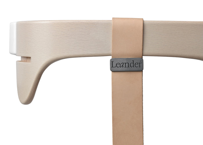 Leander - Safety bar, Whitewash - Strap: natural  (for high chair)